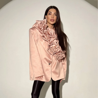 Luxe Glossy Floral 3D Embellished Blazer 01