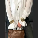 Ruffled Bell Sleeve Milk Silk Blouse