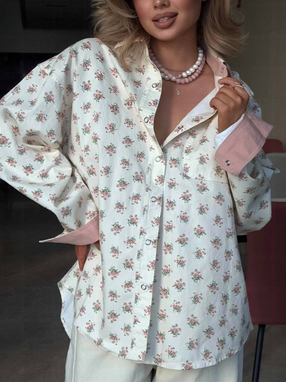 Designsoo Soft Floral Simple Print Shirt