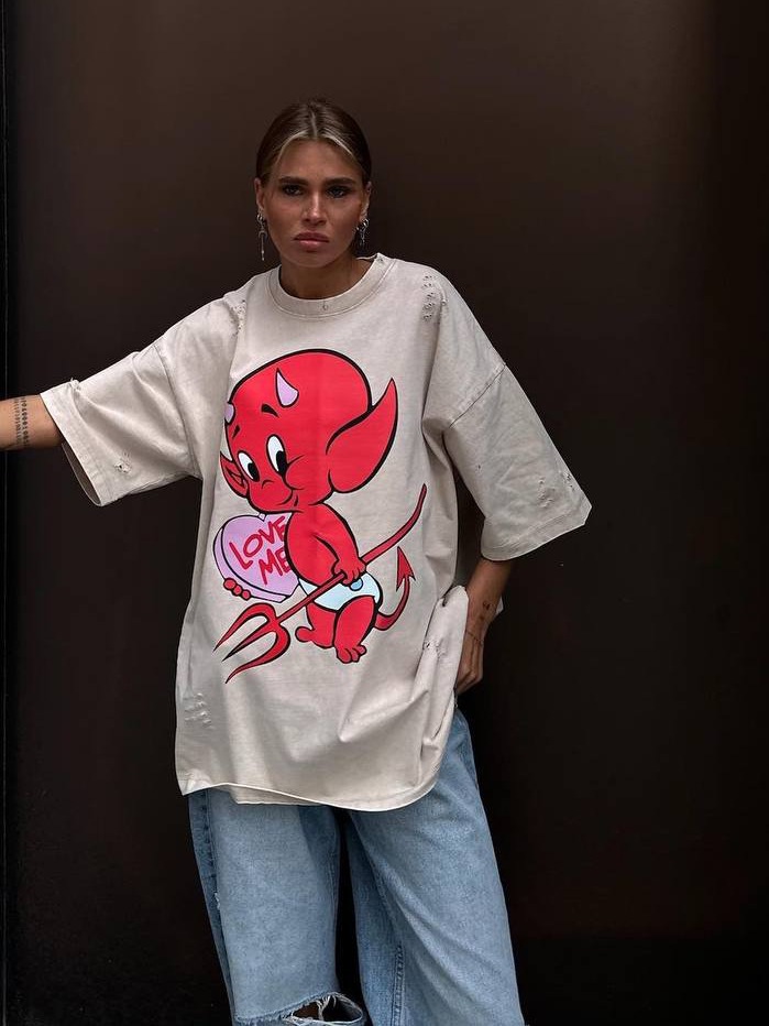 Designsoo Stylish Little Devil Print T-Shirt