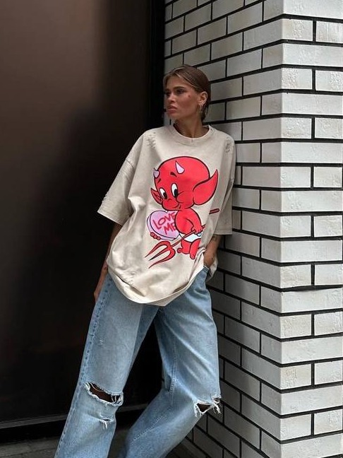 Designsoo Stylish Little Devil Print T-Shirt