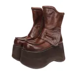 Horse Leather Thick Sole Genuine Leather Vintage Versatile Slim Short Boots