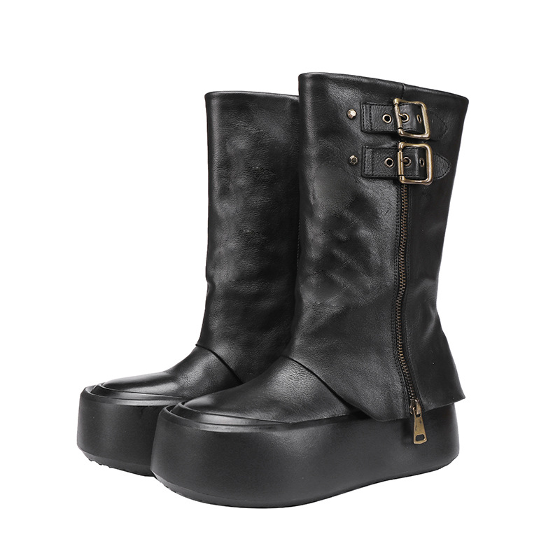 Designsoo Top Grain Leather Thick Sole Best-selling High Boots
