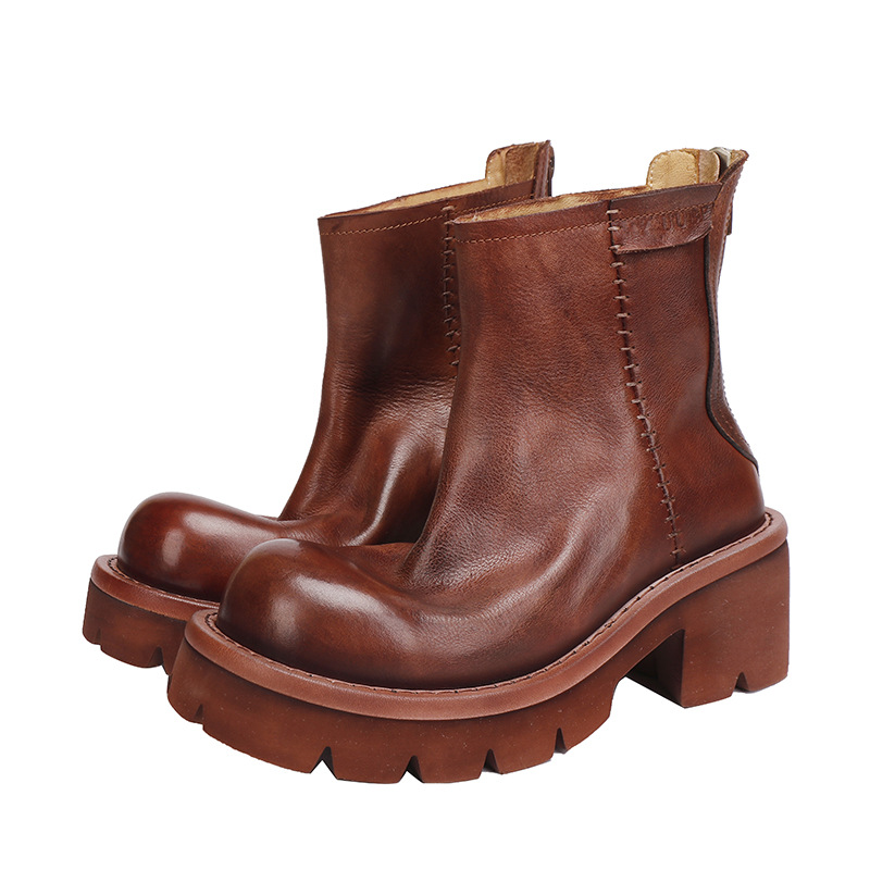 Designsoo Washed Leather Soft Chelsea Boots