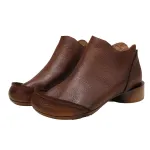 Women's Genuine Leather Wood Ear Edge Ankle Boots