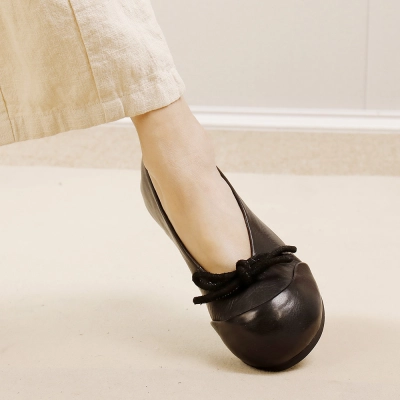 Designsoo Artistic Forest Girl Style Soft Sole Bow Shallow-Vamp Single Shoes 02