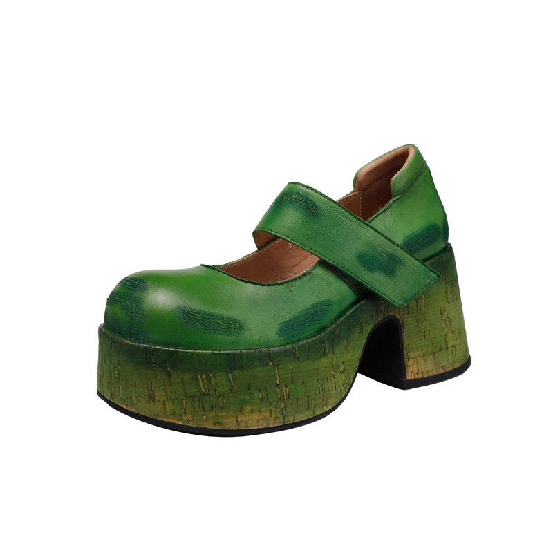 Designsoo Genuine Leather Chunky Heel All-Season Single Shoes