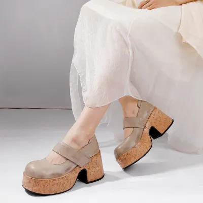 Genuine Leather Chunky Heel All-Season Single Shoes 02