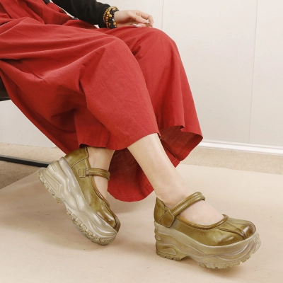 Designsoo Genuine Leather Thick Sole Premium Vintage Single Shoes 02