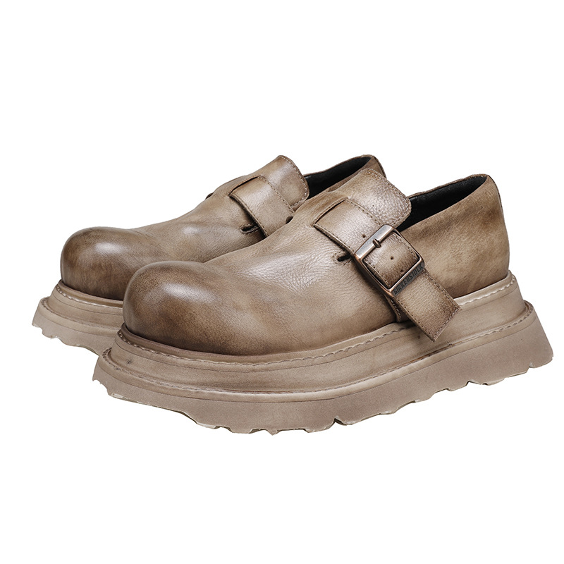 Designsoo Thick Sole Full Leather Deep-Vamp Single Shoes