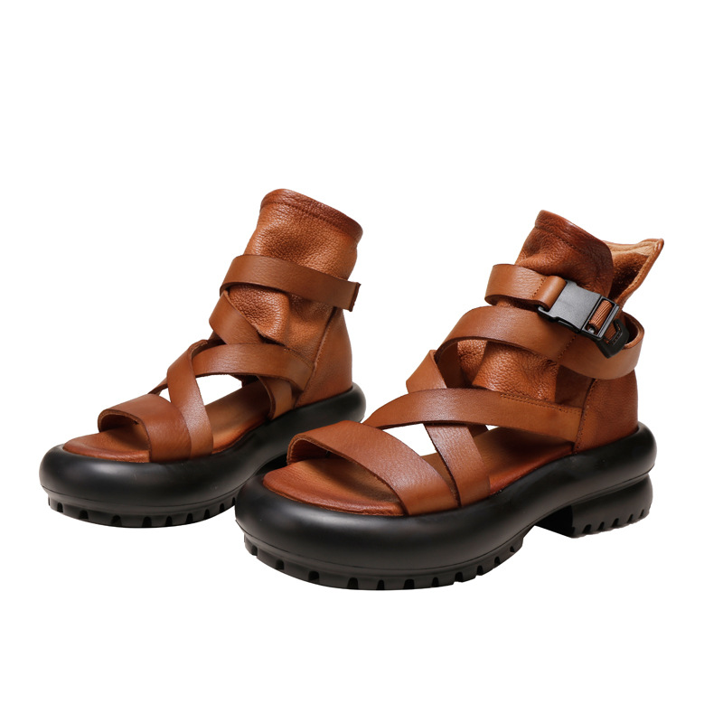 Designsoo Thick Sole Genuine Leather Sandal Boots