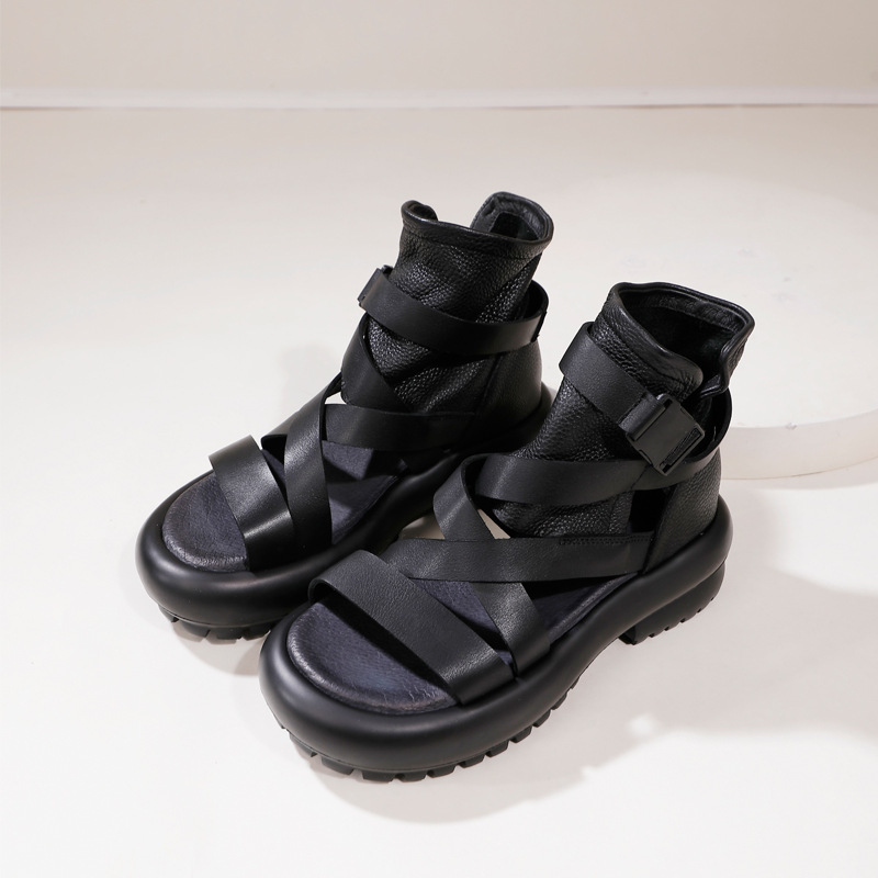 Designsoo Thick Sole Genuine Leather Sandal Boots