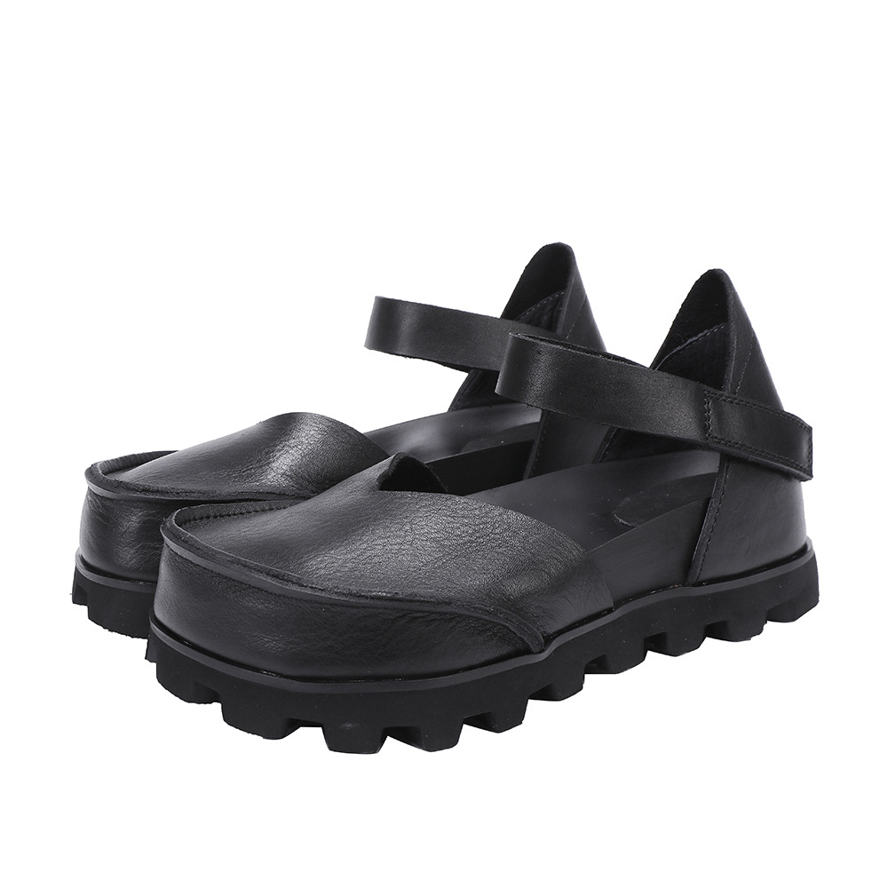 Designsoo Top Grain Leather Low-Cut Flat Single Strap Casual Shoes