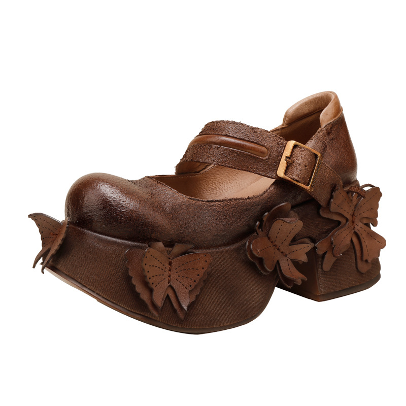 Designsoo Vintage Butterfly Thick Sole Shoes
