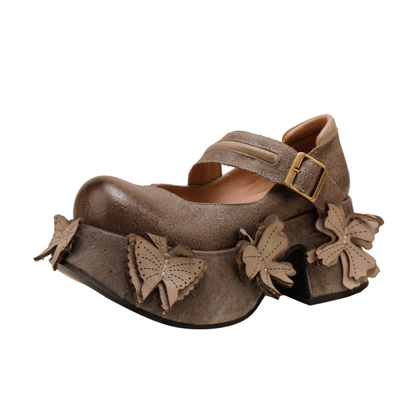 Designsoo Vintage Butterfly Thick Sole Shoes