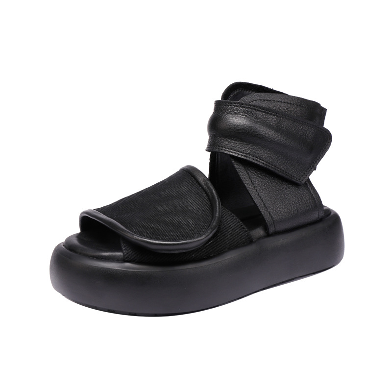 Designsoo Vintage Handmade Platform Peep Toe Sandal Boots