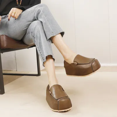Washed Leather Hidden Inner Heel Vintage Handcrafted Loafers 02