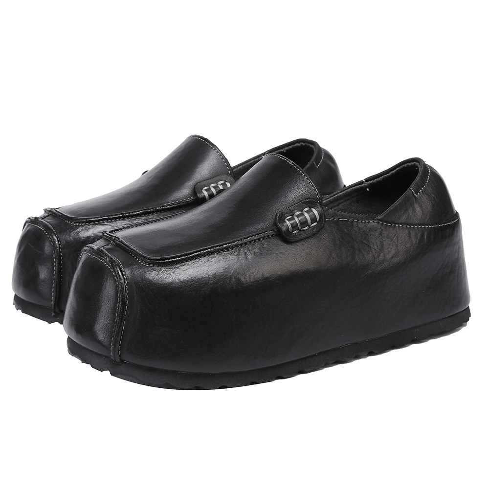 Designsoo Washed Leather Hidden Inner Heel Vintage Handcrafted Loafers