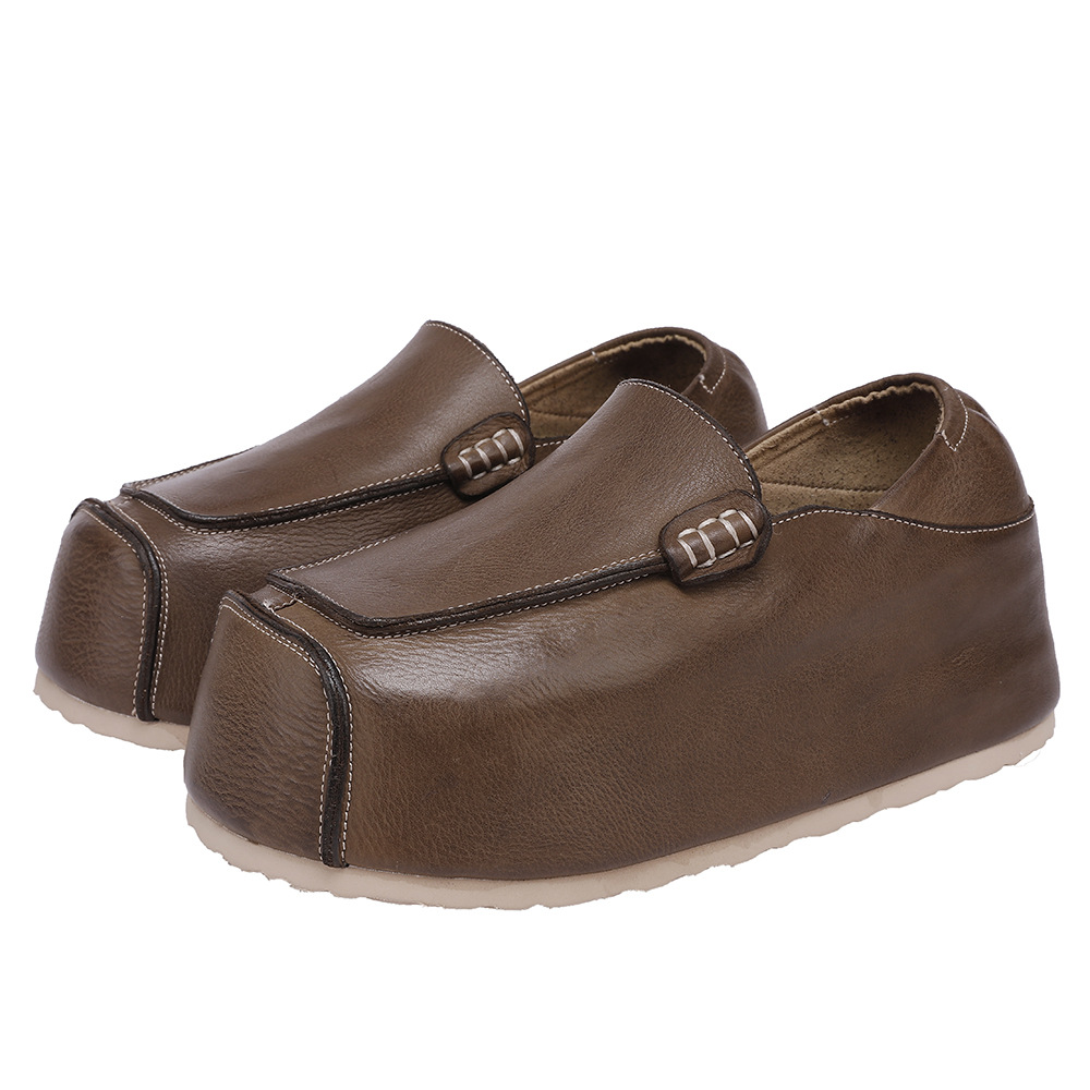 Designsoo Washed Leather Hidden Inner Heel Vintage Handcrafted Loafers