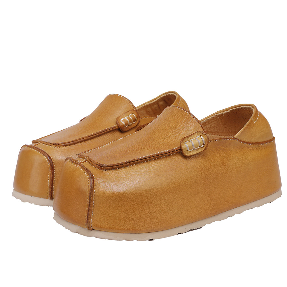 Designsoo Washed Leather Hidden Inner Heel Vintage Handcrafted Loafers