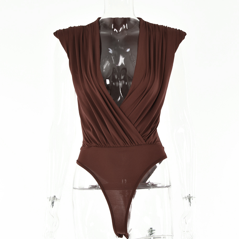 Designsoo Elegant V-Neck Loose Versatile Sleeveless Ruched Jumpsuit