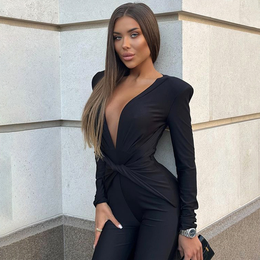 Designsoo Sexy Deep V-Neck Jumpsuit
