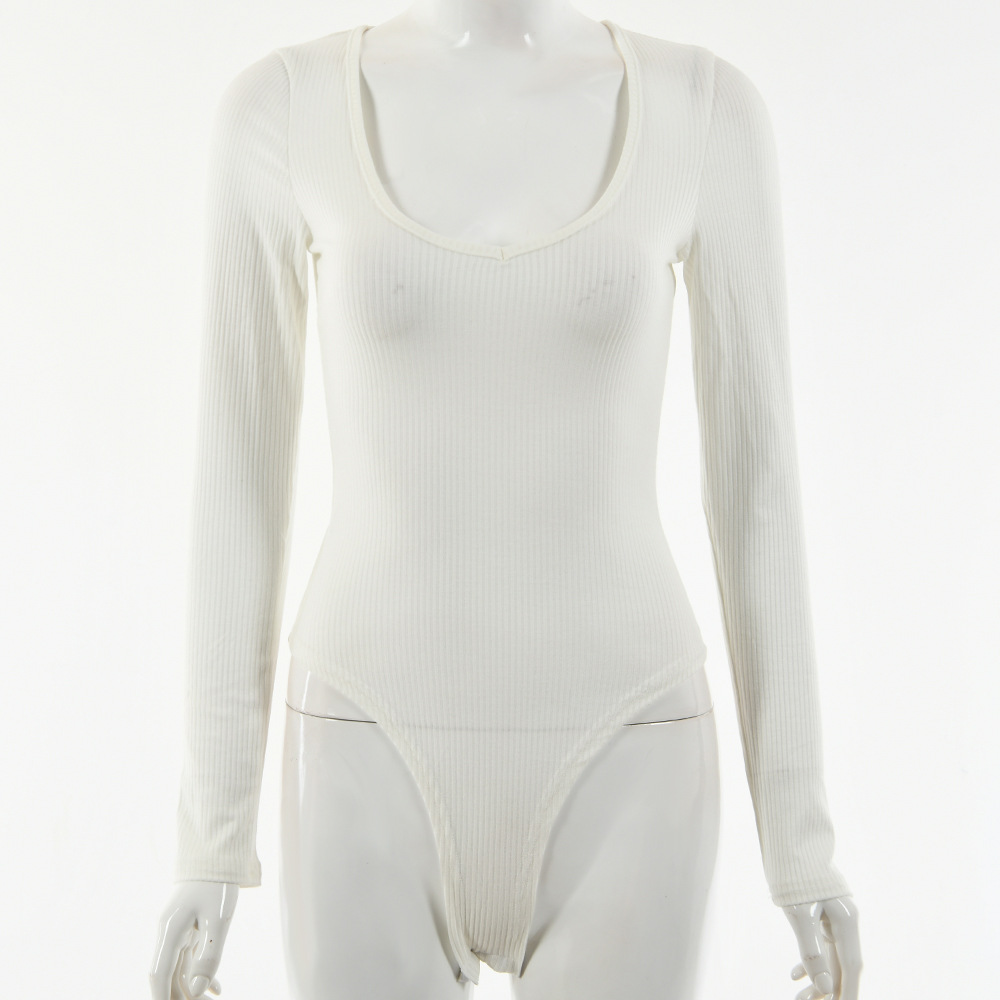 Designsoo Sexy Knit Women's U-Neck Long Sleeve Versatile Jumpsuit