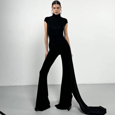 Designsoo Sexy Ruffled Ribbon High Neck Jumpsuit 02