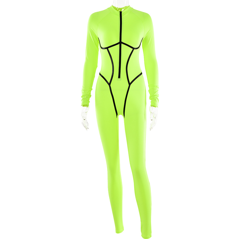 Designsoo Strappy Segmented Fitted Long Sleeve Jumpsuit