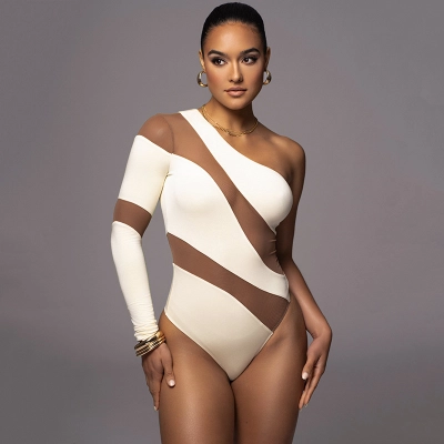 Designsoo Trendy Best-Selling Sexy Babe Patchwork Sheer Fitted Jumpsuit 01