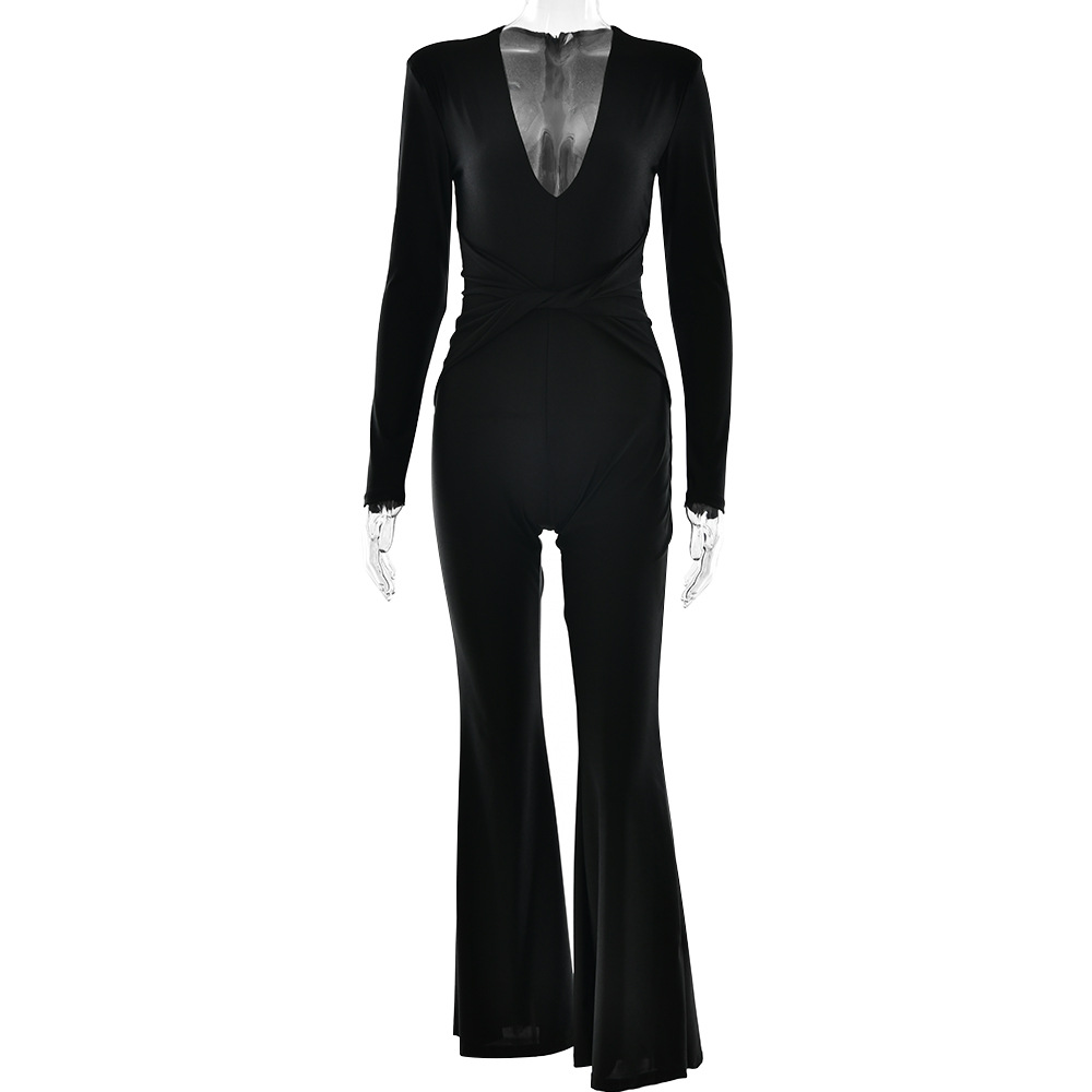 Designsoo V-Neck Chic Flared Jumpsuit