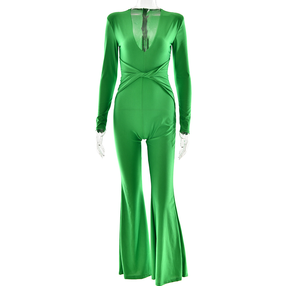 Designsoo V-Neck Chic Flared Jumpsuit