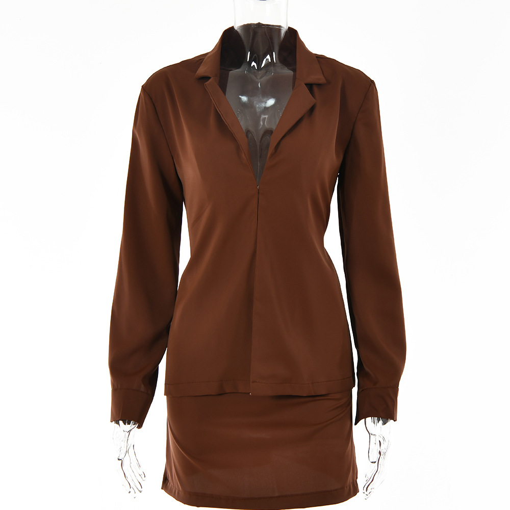 Designsoo Sexy Office Lady Sophisticated Mini Skirt Set with Button-Front Cardigan