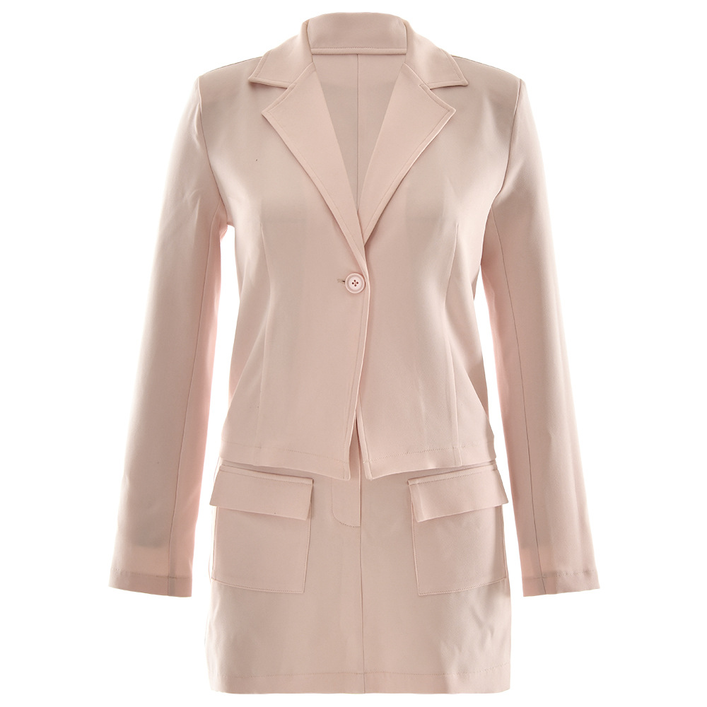 Designsoo Sexy V-Neck Blazer with Mini Skirt Set
