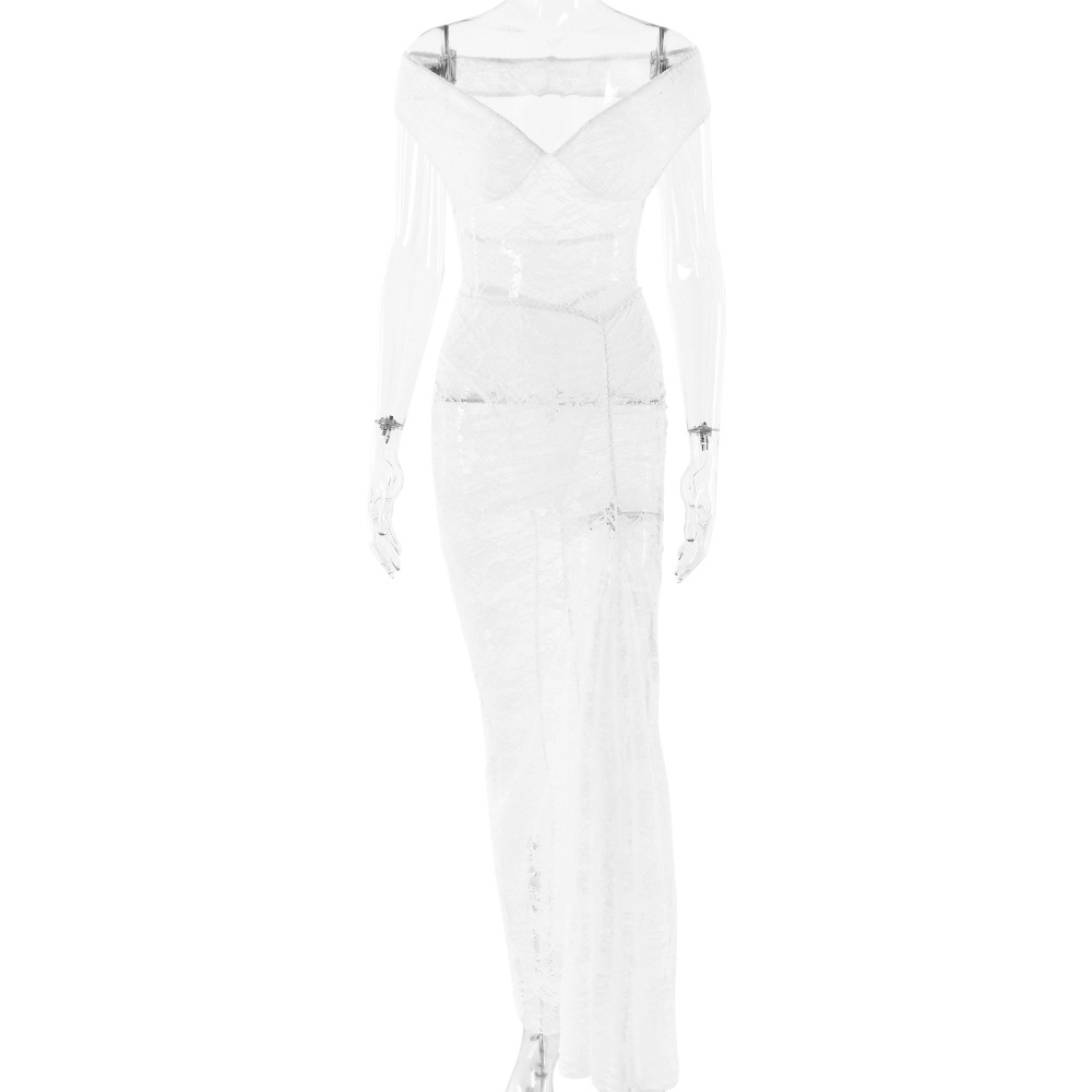 Designsoo Sleeveless Backless Lace Dress Sexy Fashion Slim Long Dress Set