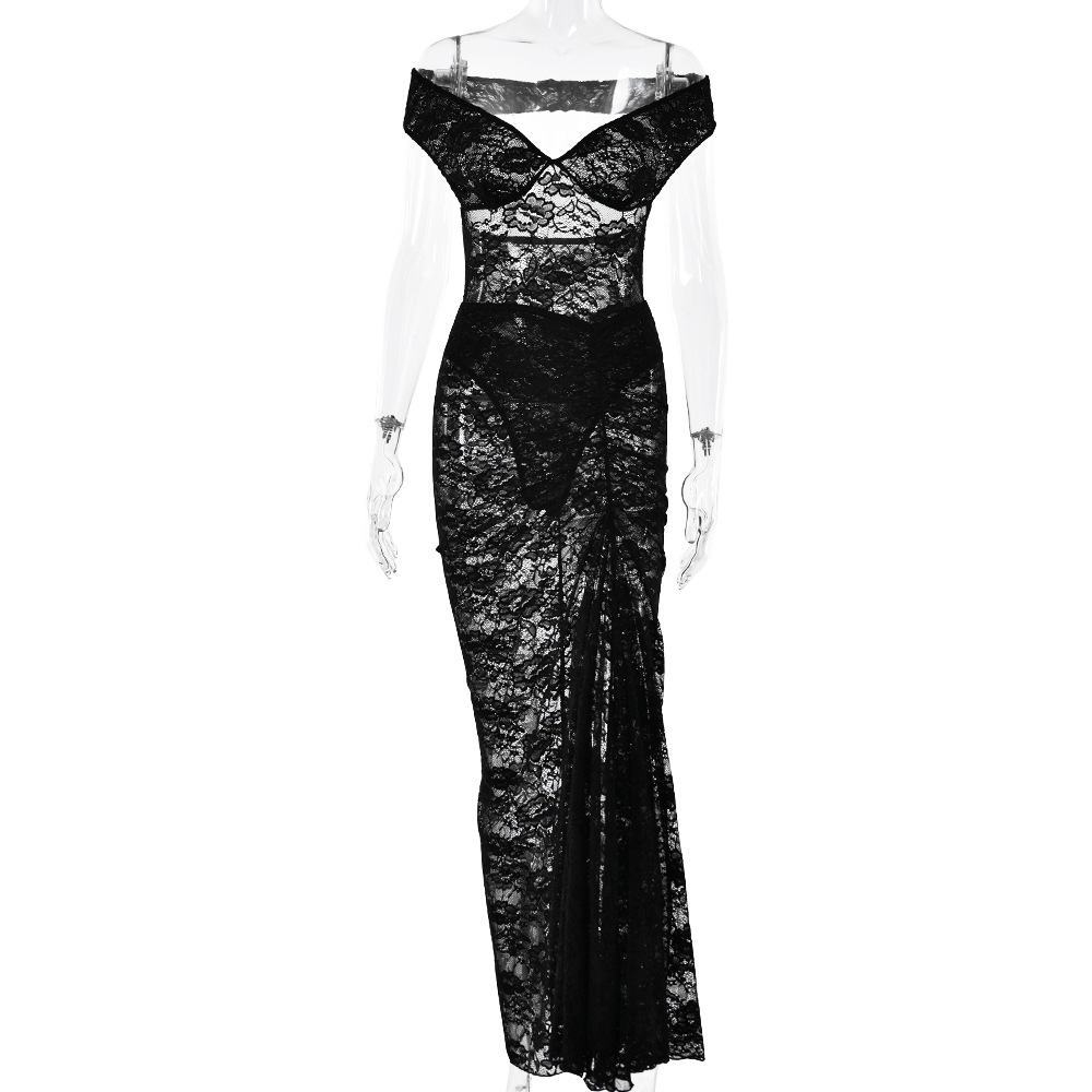 Designsoo Sleeveless Backless Lace Dress Sexy Fashion Slim Long Dress Set