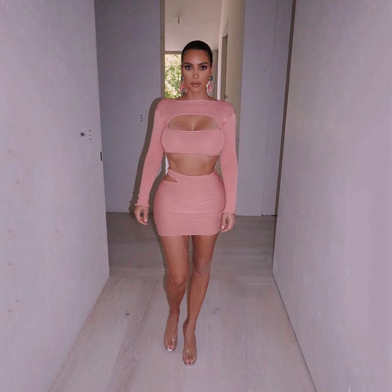 Designsoo Cutout Pencil Skirt Set