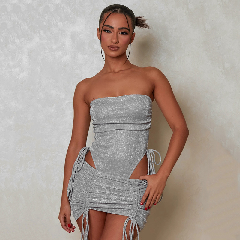 Designsoo Drawstring Belt Fitted Bodycon Dress