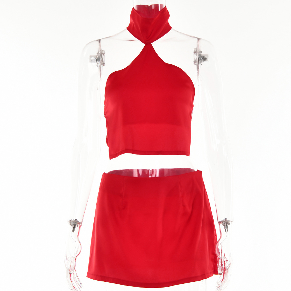 Designsoo Sexy Backless High-Slit Two-Piece Set