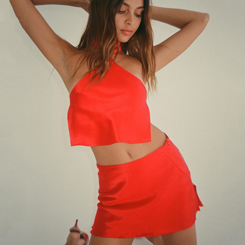 Designsoo Sexy Backless High-Slit Two-Piece Set