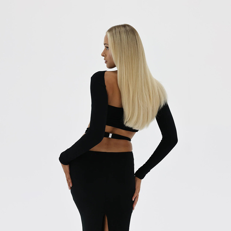 Designsoo Strapless Two-Piece Set Sexy Tight Backless Maxi Dress Set