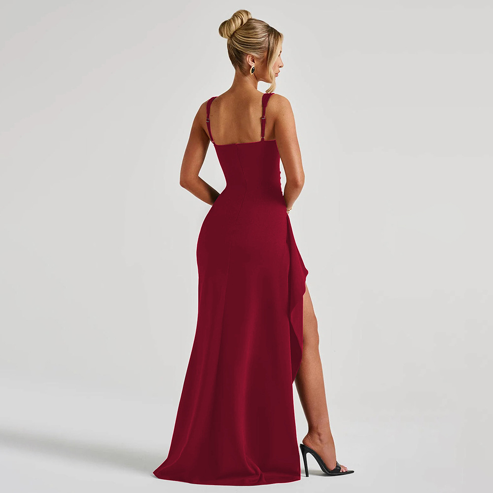 Backless High Slit Evening Gown