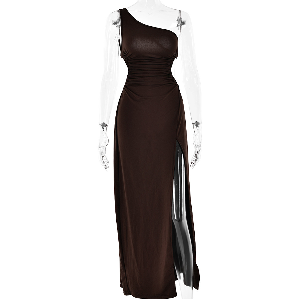 Designsoo Chic Off-the-Shoulder High-Slit Maxi Dress - Sexy and Stylish Sleeveless Long Dress for Spring and Summer