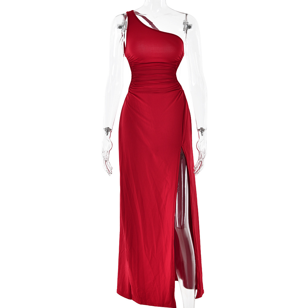 Designsoo Chic Off-the-Shoulder High-Slit Maxi Dress - Sexy and Stylish Sleeveless Long Dress for Spring and Summer