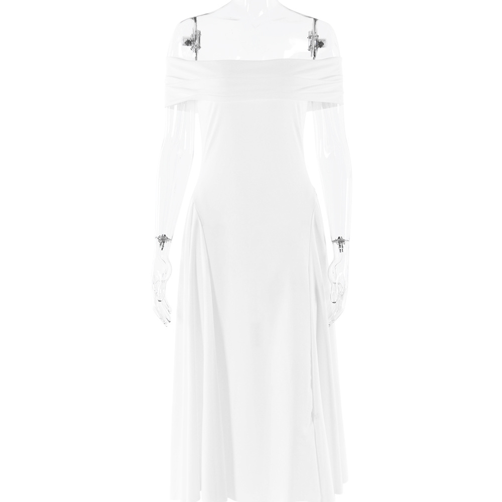 Off-the-Shoulder Elegant Solid Color Strapless Dress