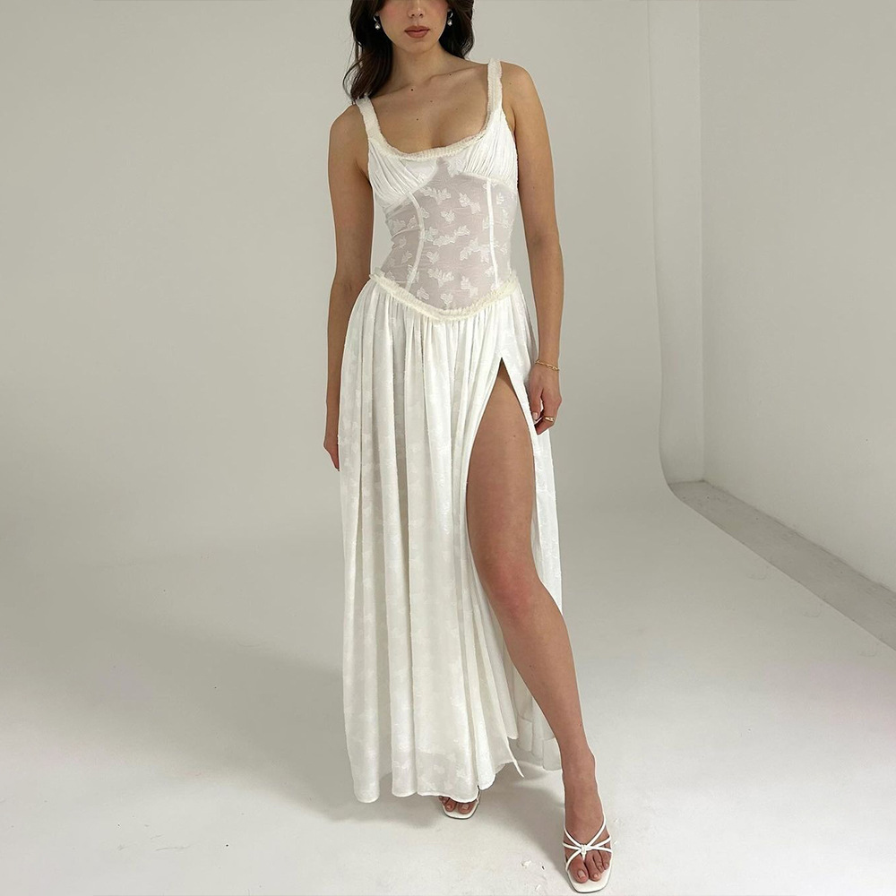 Designsoo Sexy and Stylish Strappy Backless Bodycon Maxi Dress with High Slit