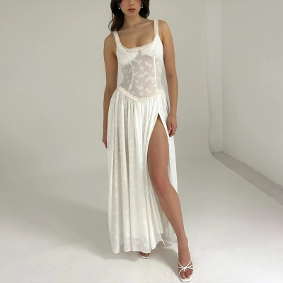 Designsoo Sexy and Stylish Strappy Backless Bodycon Maxi Dress with High Slit 02