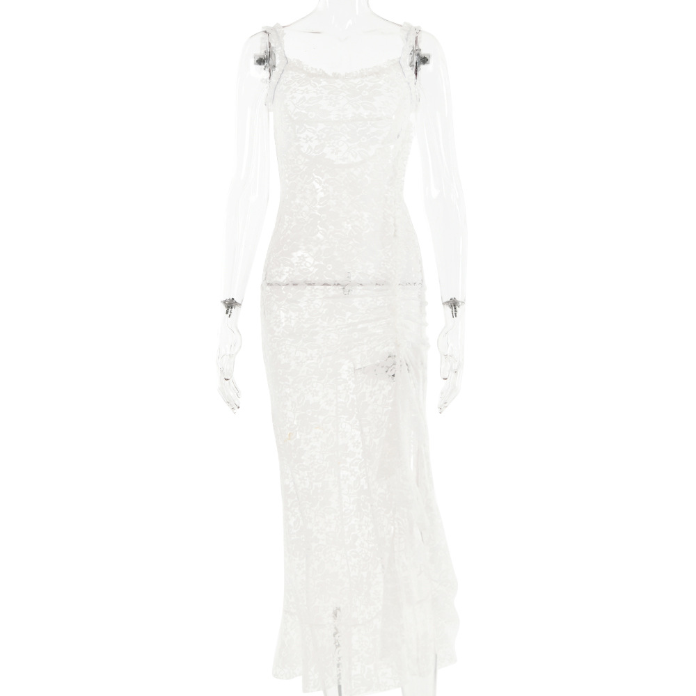 Designsoo Sexy Fashion Lace Strap Backless Long Pencil Dress