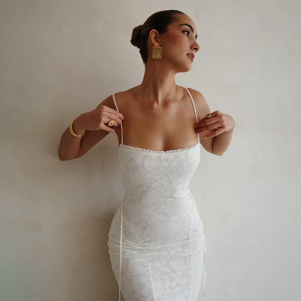 Designsoo Sexy Fashion Strappy Backless Tie Dress - Slim Fit Long Dress for Spring and Summer