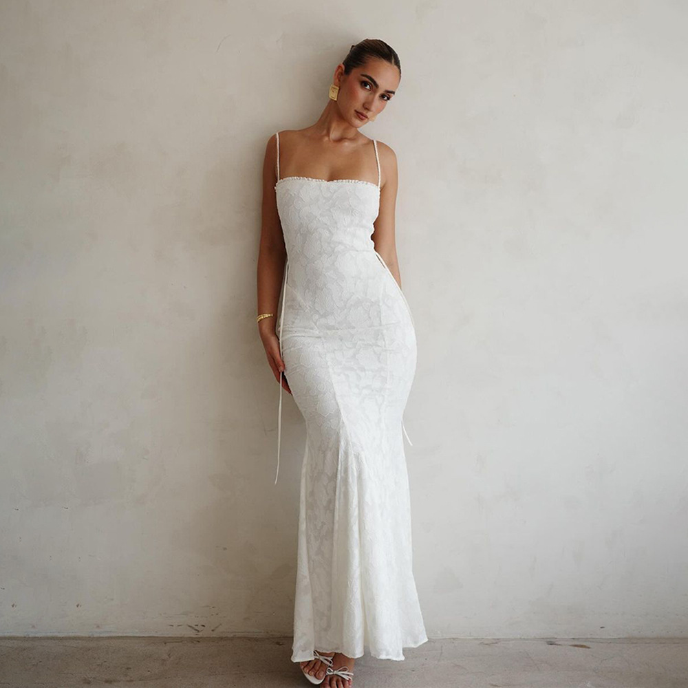 Designsoo Sexy Fashion Strappy Backless Tie Dress - Slim Fit Long Dress for Spring and Summer